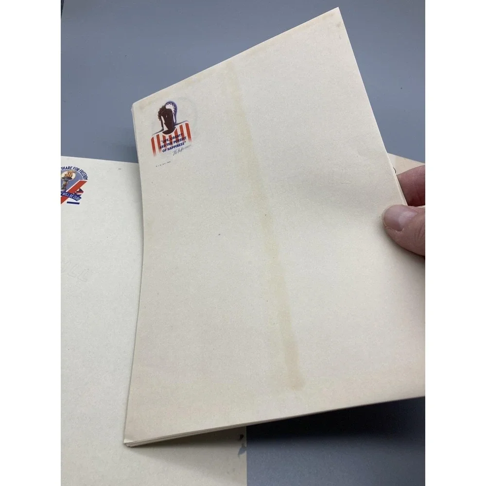 Vintage WW2 homefront stationery Jacques Minkus Patriotic Paper 1942 illustrated